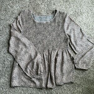 Smocked Leopard Print Top